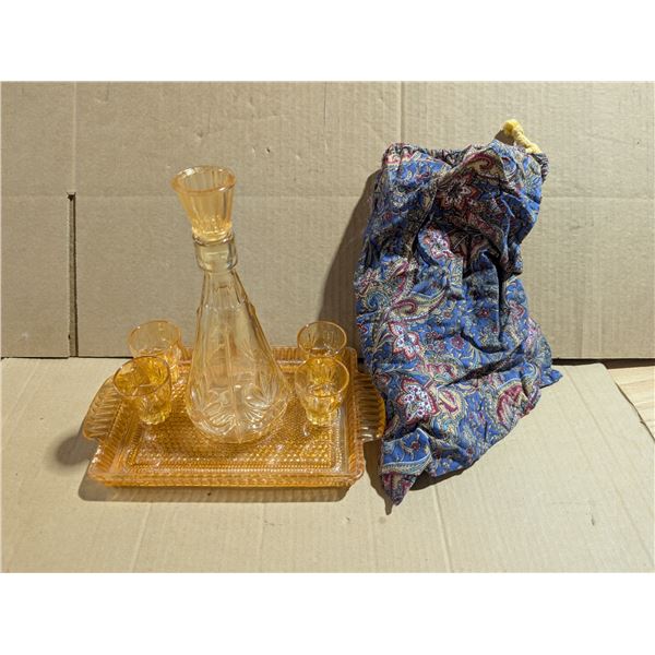Made in Germany Glass Shots, Bottles, and tray w/ Bag