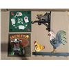 Image 1 : (3) Metal Art Deco Signs W/ 91) Cast Iron Moose Décor