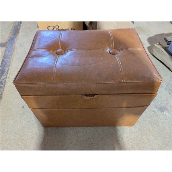 Leather Cushion Stool/Storage Box (15"x22"x16")