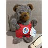 Image 2 : Vintage 1978 XI Commonwealth  Games Edmonton teddy Bear and (2) Vintage Railway Wood Train Whistles