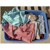 Image 1 : Storage Tub Full of Misc. Fabrics, Cloths, Clothes, and etc.