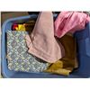 Image 2 : Storage Tub Full of Misc. Fabrics, Cloths, Clothes, and etc.