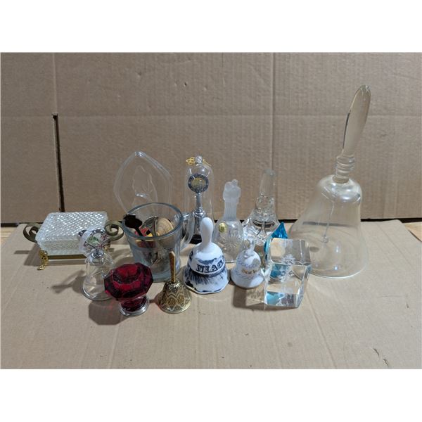 Lot of Misc. Vintage Décor, bells, Handles, and etc. (1) 24% Crystal Bell