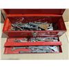 Image 2 : red Tool Box 19x6x7" w/ Misc. Vintage tools As Shown