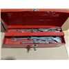 Image 7 : red Tool Box 19x6x7" w/ Misc. Vintage tools As Shown