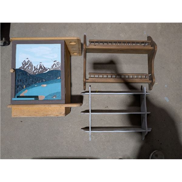 Vintage Wood Cabinet w/ (2) Vintage Spice Rack Shelfs