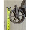 Image 4 : (2) Vintage Wheel Pulleys (1) Marked "SMARTS"