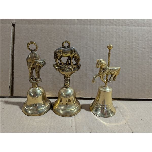 (3) brass Animal Bells (2) Vintage Made in England