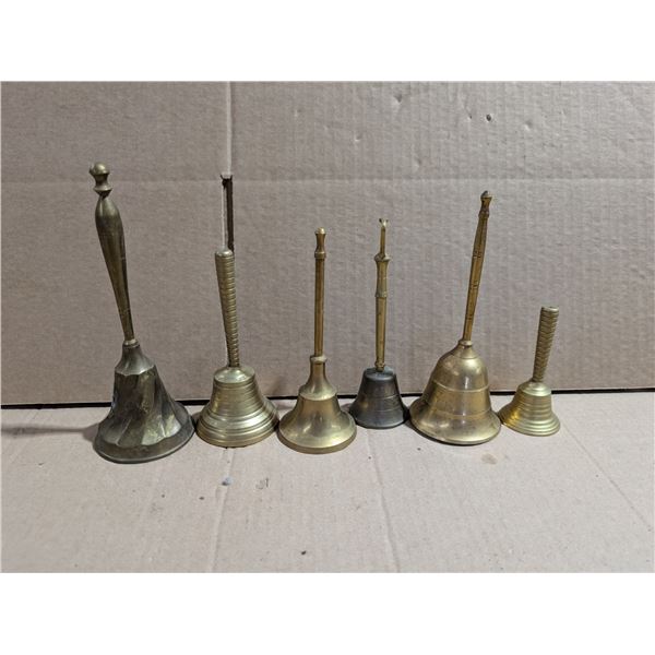 Lot of Long Handle Brass Bells As Shown