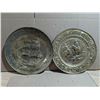 Image 1 : (2) Vintage Made in England Brass Tone Or Coloured Wall Plaques
