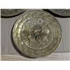 Image 2 : (4) Vintage Made in England Brass Tone Or Coloured Wall Plaques (3) Small