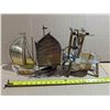 Image 7 : (2) Brass/Possible Copper Vintage Ship Décor and Hand Made Unique Design Décor