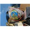 Image 2 : Storage Tub Full of Misc.(Pins, Household Décor, Made in England Knives, and etc.)