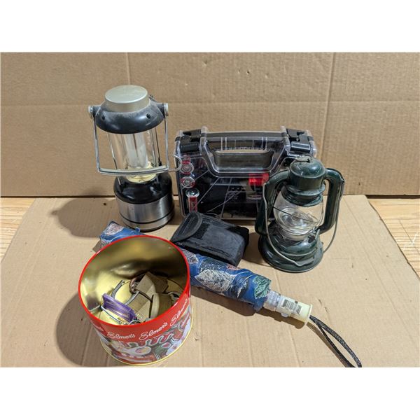 Camping Related Lot (Umbrella, Lanterns, Binoculars, and etc.)