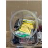 Image 3 : (3) plastic Bins Full of Yarn, Toys, Fake Flowers, Décor Stones, and etc.