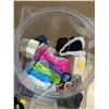 Image 9 : (3) plastic Bins Full of Yarn, Toys, Fake Flowers, Décor Stones, and etc.