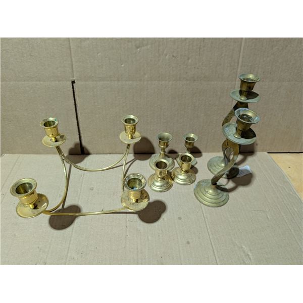 Lot of Vintage Brass Candle Holders