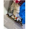 Image 7 : Storage Tub w/ Misc. Fabric. S+P Shakers, Mugs, and etc.)