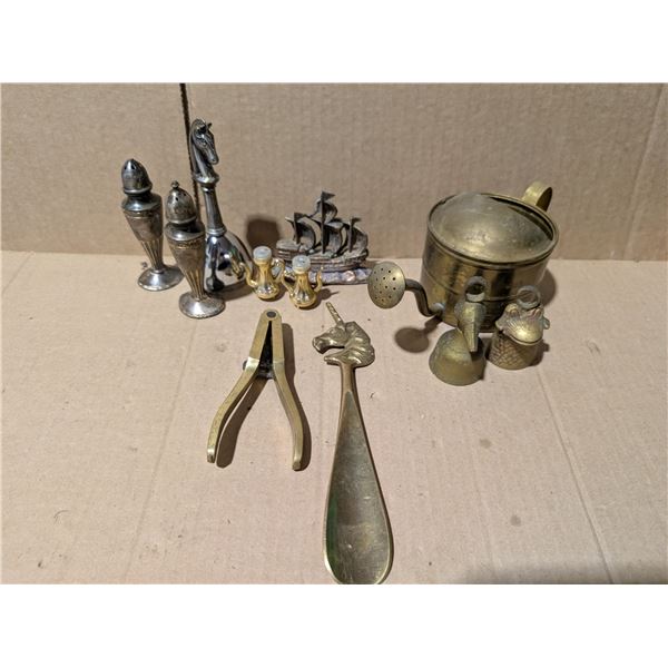Lot of Vintage Brass and E.P. Brass (S+P Shakers, bell, and etc.)