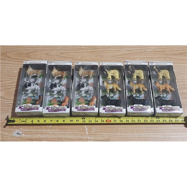These are six packages of "The Retrievers" toy dog figurines from the "Famous Dog Series"