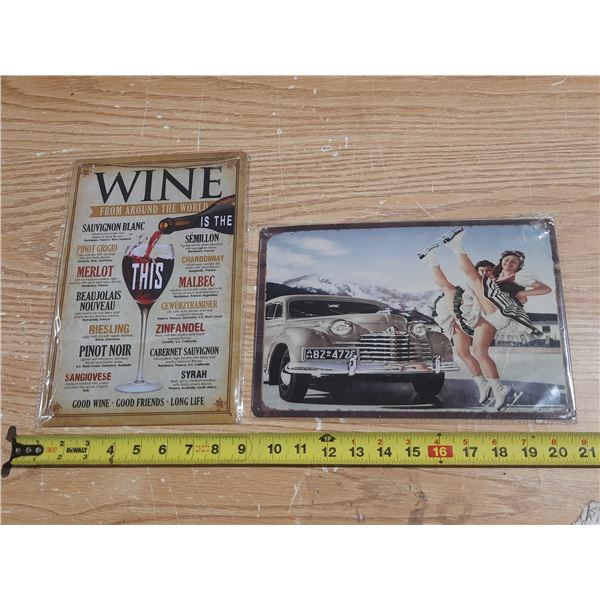 (2) Vintage Tin Signs.