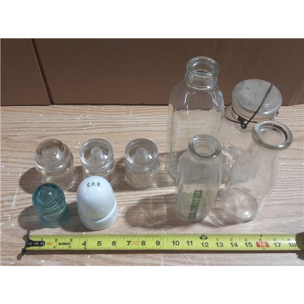 Vintage Insulators and Glass Bottles.
