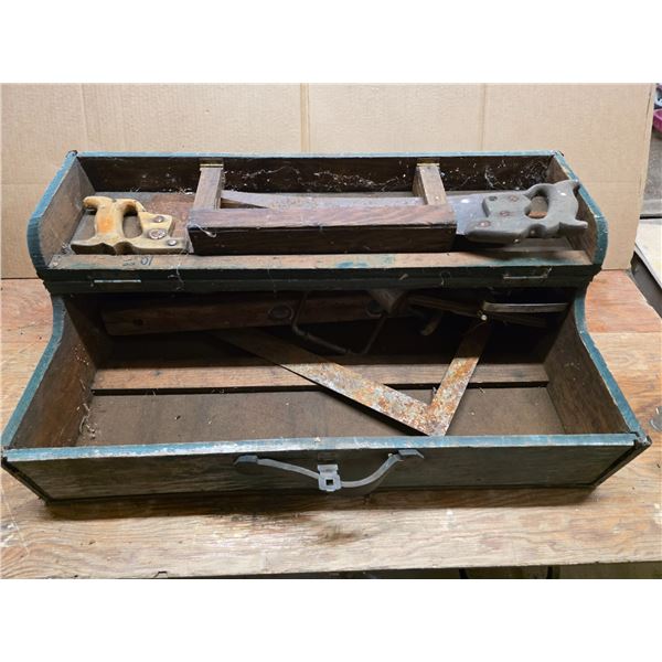 Antique carpenters tool box- with tools