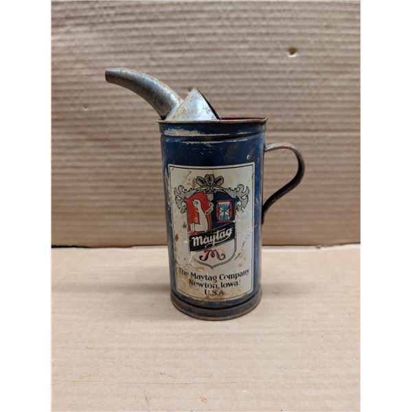 Vintage Maytag Advert Oil Spout Mixing Fuel Tin can