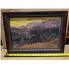 Image 2 : Century Old Russel Mystery 1916 Black Tail-Buffalo Days Oil On canvas 15x21 Framed Art Piece