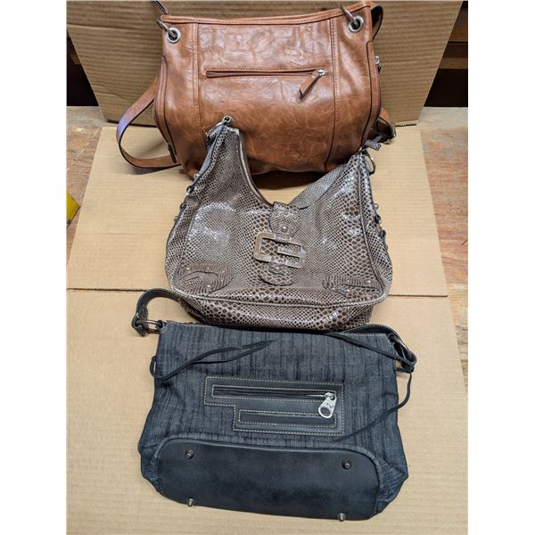 (3) Purses (1) Marked GUESS and (1) Montana West