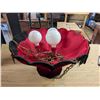 Image 1 : Vintage Red Fabric 3 Bulb Hanging Ceiling Light (Retro Style, working)
