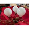 Image 2 : Vintage Red Fabric 3 Bulb Hanging Ceiling Light (Retro Style, working)