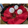 Image 4 : Vintage Red Fabric 3 Bulb Hanging Ceiling Light (Retro Style, working)