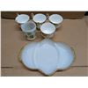 Image 1 : Fire king Milk glass Tray and Mug w/ (4) Royal Albert Tea Cups