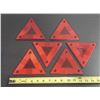 Image 1 : (6) Red plastic safety reflectors designed to enhance visibility for vehicles, trailers, or slow-mov