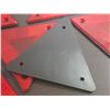 Image 3 : (6) Red plastic safety reflectors designed to enhance visibility for vehicles, trailers, or slow-mov