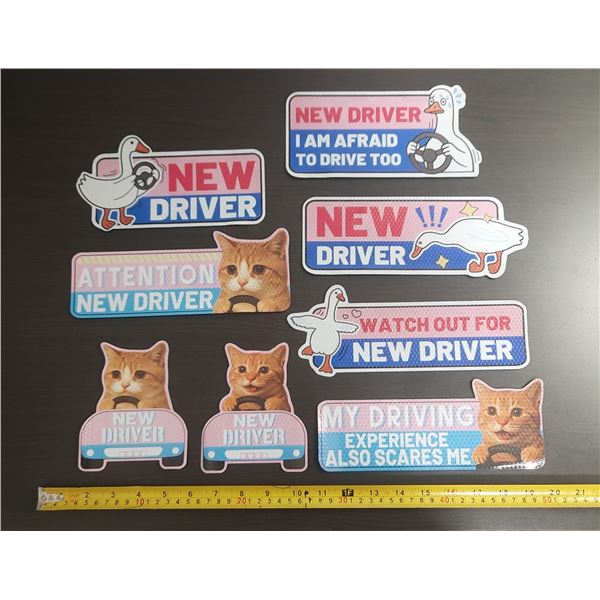 (4) Cat and Duck-Themed Magnetic Car Stickers for Beginner/Student Driver. (New)
