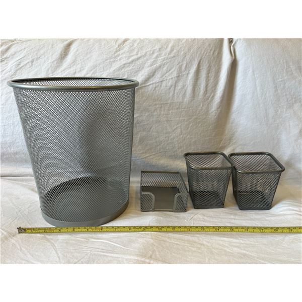 Office - Waste paper basket, pen and post it holders.
