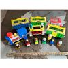 Image 2 : Vintage Fisher Price Little People Train with engine, 4 cars and caboose. With 3 vehicles and 9 peop