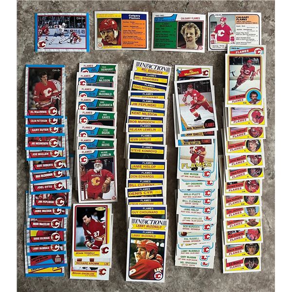 Lot of 75 different Calgary Flames Hockey Cards. All 1980’s. All O Pee Chee (OPC). Lanny Mc