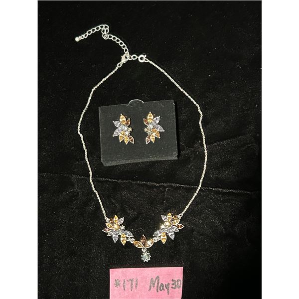 Avon Sparkling Floral earrings and necklace with extender
