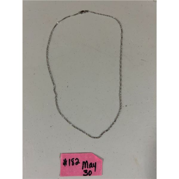 18” 10K white gold rope chain, marked, 1.8g.
