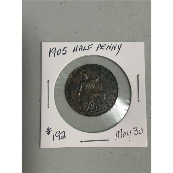 1905 Half Penny coin