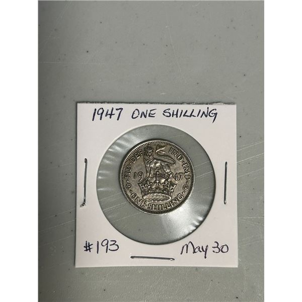 1947 one shilling coin