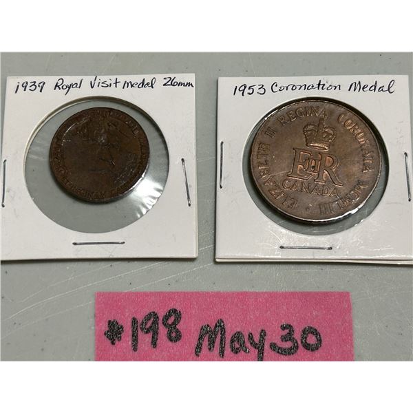 1939 Royal Visit and 1953 Coronation medals