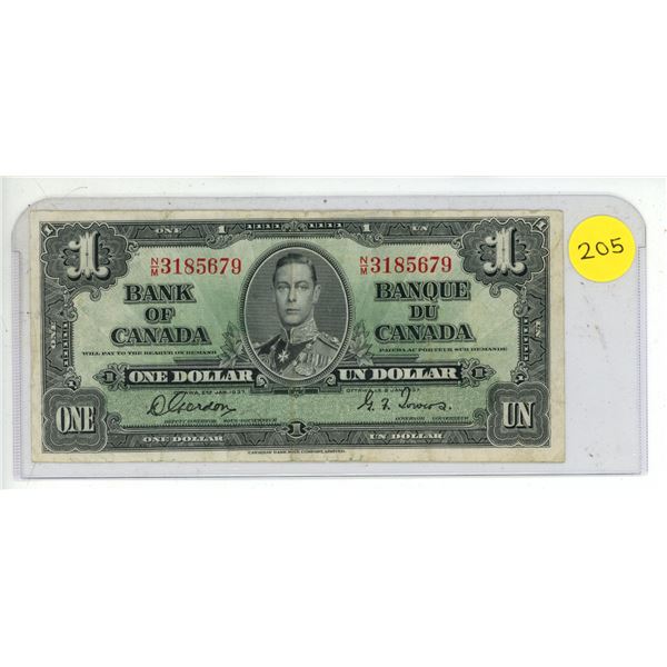 1937 Canada One Dollar.