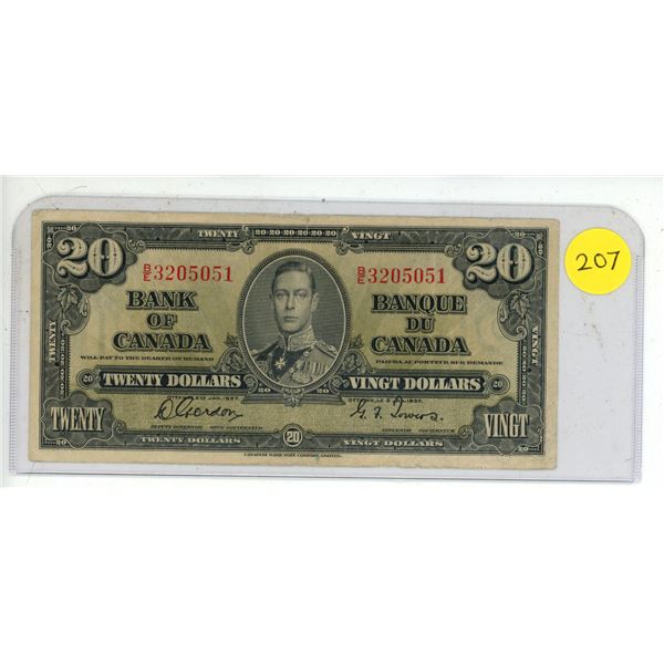 1937 Canada Twenty Dollar.