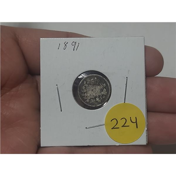 1891 Canada Silver 5 Cents.