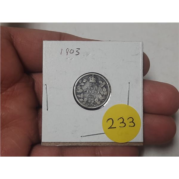 1903 Canada Silver 10 Cents.