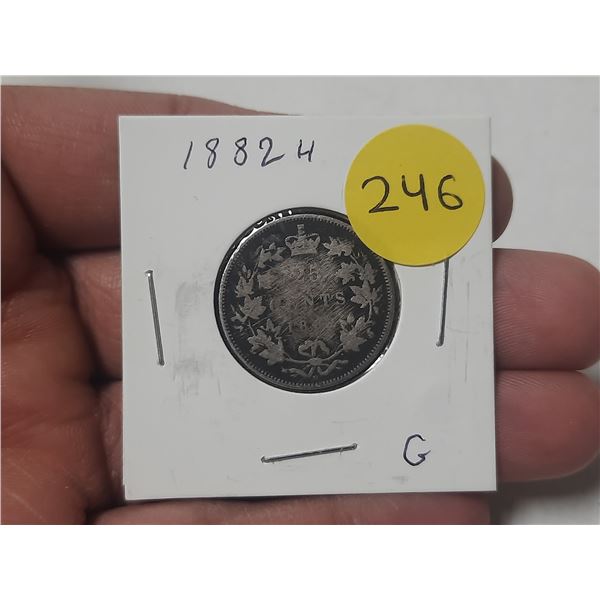 1882 H Canada Silver 25 Cents.